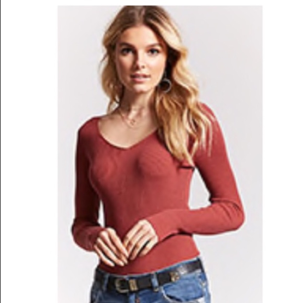 Rubbed V-neck Sweater